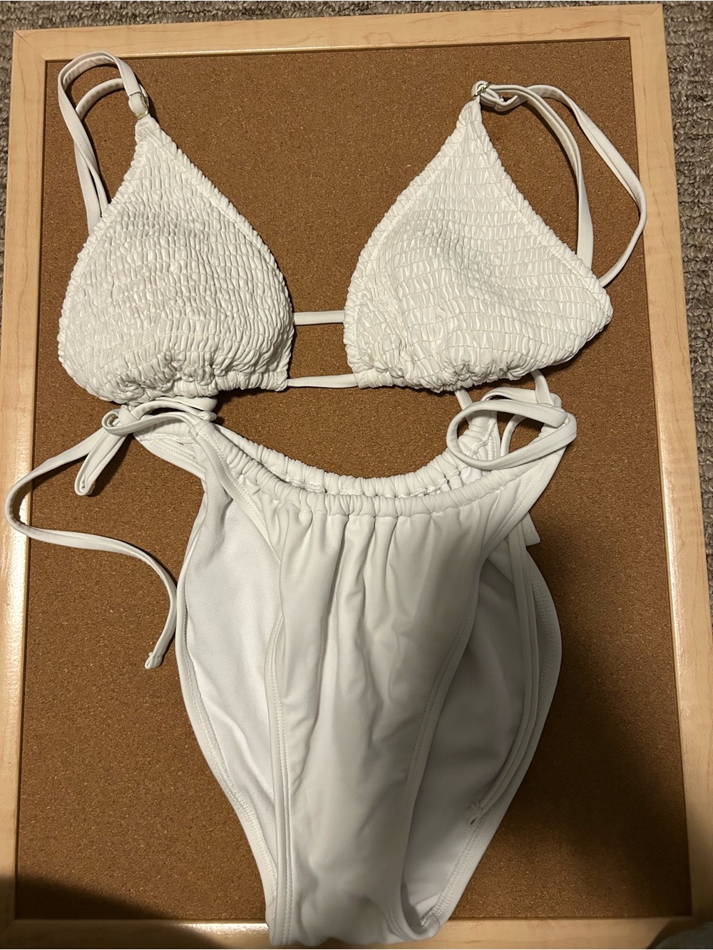 wild fable White Smocked Triangle Bikini Set